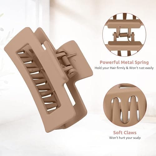 Lolalet Pince à Cheveux à Double Dents, Lot de 8 Grande Pinces à Cheveux pour Femmes, Grosse Hair Clip Pince Crabe Cheveux Épais et Fins 8cm, Hair Claw avec Couleur Différente -Couleur B thumbnail 3