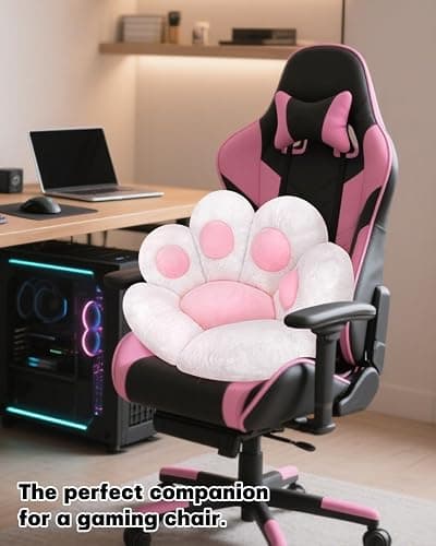 MOONBEEKI Cat Paw Cushion Chair Comfy Kawaii Plush Seat Cushions Shape Lazy Pillow for Gamer Chair 28"x 24" Cozy Floor Cute Seat Kawaii for Girl Worker Gift, Dining Room Bedroom Decorate （White） thumbnail 4