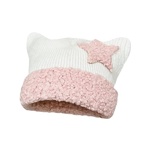Cute Crochet Hat for Women Y2K Knit Hat Kawaii Beanie Cat Ear Grunge Fairy Slouchy Headgear Accessories - Image 1