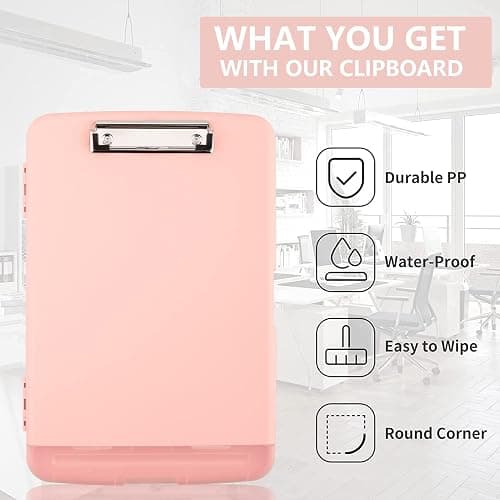 SFLHHDM Plastic Clipboard with Storage, High Capacity Clip Boards 8.5x11 with Storage, Heavy Duty Nursing Clipboard Folder, Cute Clipboards, Letter A4 Size Clipboards with Storage for Teachers, Nurse thumbnail 7