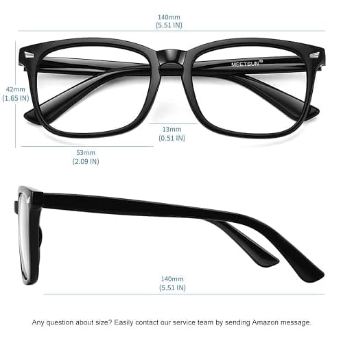 MEETSUN Blue Light Blocking Glasses, Anti Eye Strain Headache (Sleep Better),Computer Reading Glasses UV400 Transparent Lens (Black+Leopard+Tortoise, 53) thumbnail 2