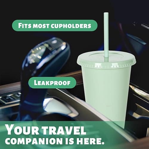 Whaline 12Pcs Sage Green Plastic Cups with Flat Lids and Straws, 24 Oz Gradient Green Reusable Tumbler Travel Mug Cup Party Drinkware Decor for Iced Coffee Beverage Drinks Party Supply thumbnail 4