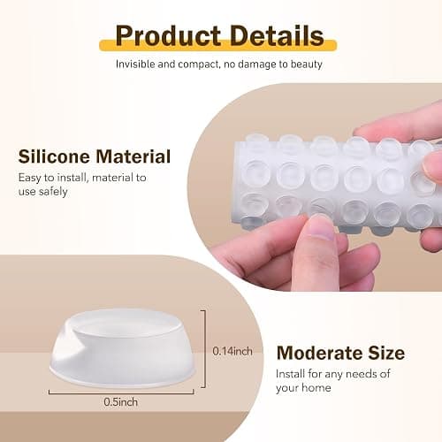 QUEENTI Silicone 160 Pcs Cabinet Door Bumpers Round, Self Adhesive Bumpers | 1/2" Diameter Clear Cupboard Door Drawer Bumpers, Noise Dampening, Ideal for Kitchen Cabinets Cutting Boards Picture Frames thumbnail 2