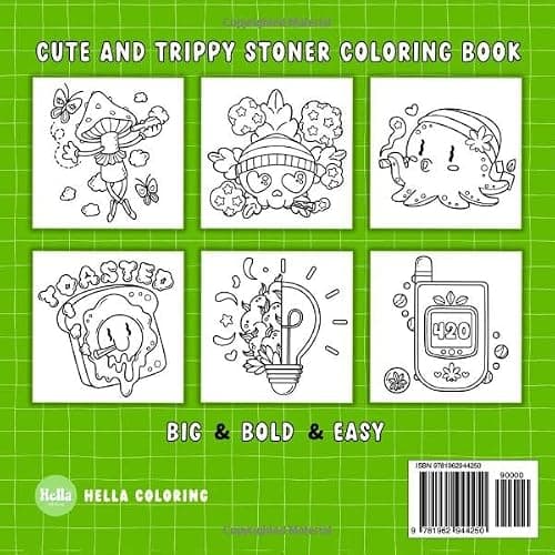 Blaze & Color: Bold and Easy Stoner Coloring Book for Weed-Loving Adults Featuring 40 Cute and Trippy Designs for Relaxation and Good Vibes thumbnail 2