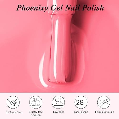Phoenixy Gel Nail Kit, 72 Effects Gel Nail Polish Set with Base Top Matte Glitter Coat, 24 Colours Nails Kits with U V Lamp Manicure Set Gift for Women thumbnail 5