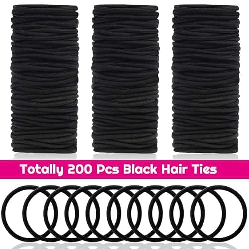 Anezus 200 Pcs Black Elastics Hair Ties Small Bulk Hair Ties Hair Bands (4mm) thumbnail 2
