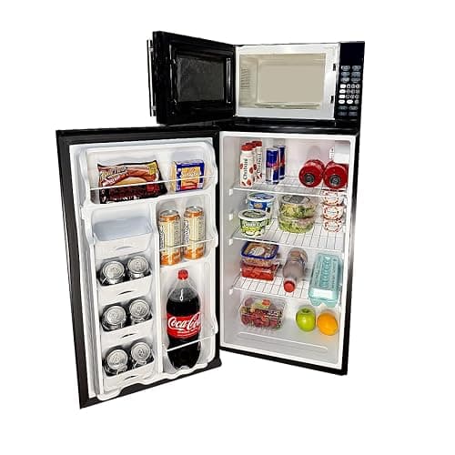 MicroChill 3.3 Basic Combination Refrigerator and Microwave Bundle, 3.3 cu. ft. Fridge, 0.7 cu. ft. Microwave, Dimensions when stacked - 44.25" H x 18.6" W x 17.6" D (Black) (Large Basic) thumbnail 2