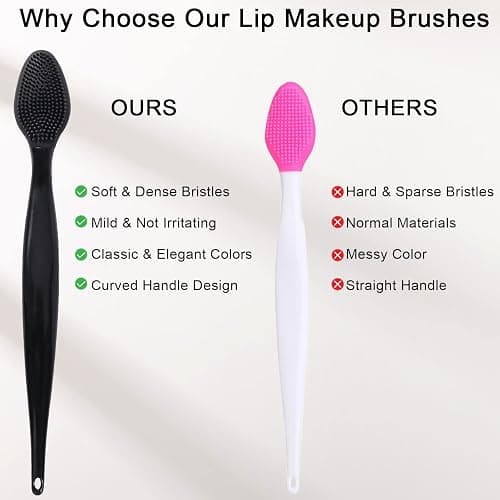 10 Pcs Lip Exfoliator Scrub Brush, Ooloveminso Silicone Lip Scrubber Exfoliating Brush, Soft Double-Side Lip Exfoliator Tool for Dark Lips, Lip Care and Beauty-Black thumbnail 5