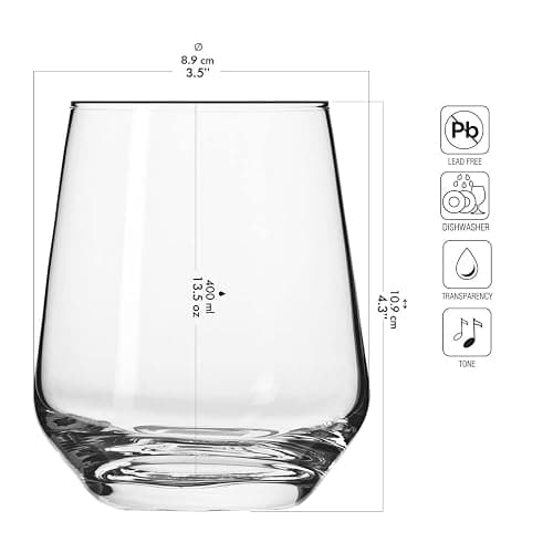Krosno Wassergläser Saftgläser Whiskygläser Trinkgläser| Set von 6 | 400 ML | Splendour Kollektion | Hause Restaurants Partys | Geschenkidee Hochzeit Geburtstag Feier | Spülmaschinenfest | thumbnail 3