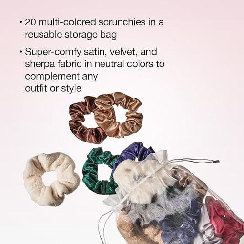 Scunci by Conair The Original Satin Scrunchies 20pk - hair accessories for girls and women - ideal for all hair types - gifts for her - Assorted Colors thumbnail 3