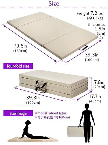 KaRaDaStyle Gymnastics Mat Folding Stretch Mats 71"x39"x2" Exercise Muscle Training Children Play Horizontal Bar Mat Yoga Sports Soundproof Home Use thumbnail 6