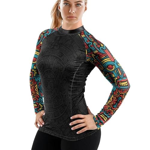 RASHNINJA Aztec Women's Long Sleeve Rash Guard BJJ MMA Grappling Compression Shirt Jiu Jitsu Rashguard for Women thumbnail 6