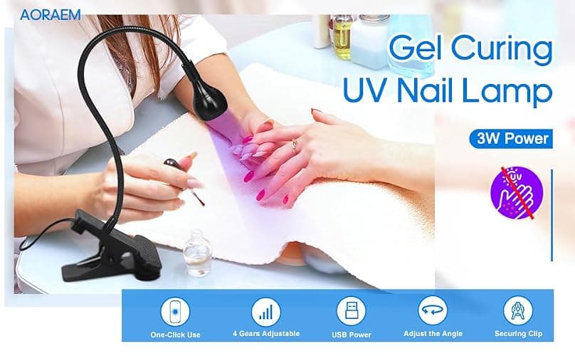 AORAEM Nail Lamp LED Nail Manicure Dryer Curing Light with Black Gooseneck and Clamp for Gel Nails thumbnail 8