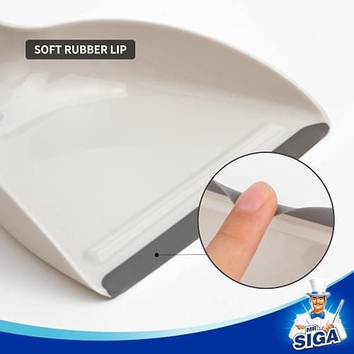 MR.SIGA Mini Dustpan and Brush Set, Bamboo Handle, White, 1 Set | Portable cleaning brush and dustpan combo, handheld brush and dustpan combo with hanging loop thumbnail 7