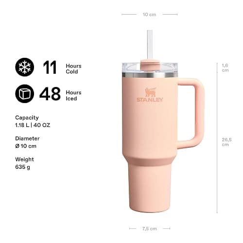 STANLEY Quencher H2.0 Flowstate Tumbler 1.2L - Cold for 11 Hours - Iced for 48 Hours - Metal Water Bottle with Straw, Handle and Lid - Dishwasher Safe - Travel Mug for Cold Drinks - Orange Cream thumbnail 2