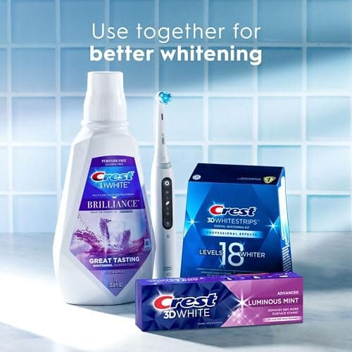 Crest 3D White Advanced Luminous Mint Teeth Whitening Toothpaste, Crest Toothpaste, 3.7 oz Pack of 4 - Helps Remove Surface Stains, Whitens Teeth, Strengthens Tooth Enamel, Protects Against Cavities thumbnail 7