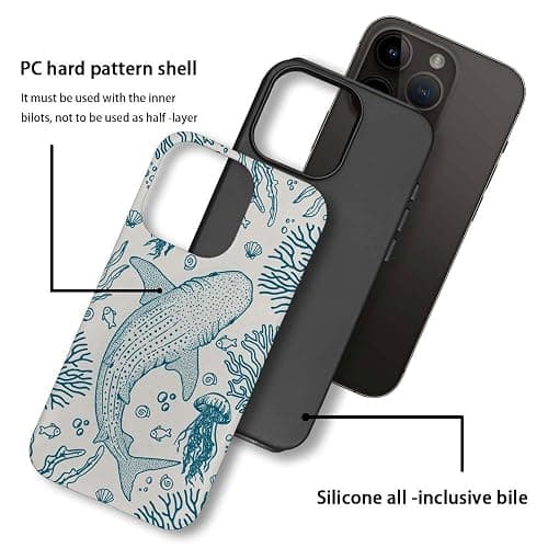 DAIZAG Case Compatible with for iPhone 14,Whale Shark Ocean Coral Reefs Jellyfish Phone Case for iPhone 14 for Girl Women Boy Men thumbnail 3