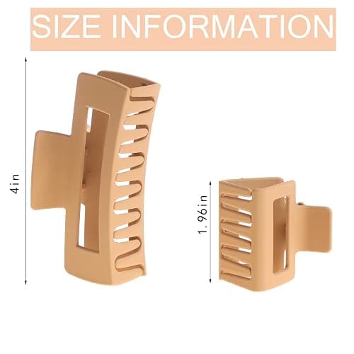 Alemaky 12 Pack Square Claw Clips, Big and Small Neutral Rectangle Hair Claw Clips, Non-slip Matte Large Hair Clips for Women,Strong Hold jaw clip for Thick Thin Hair (Neutral) thumbnail 2