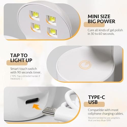 GAOY Mini UV Light for Gel Nails, Small Curing Light, Eggshell LED Nail Lamp, Fast Curing, White thumbnail 3