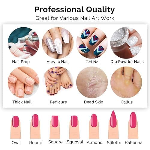 MelodySusie Nagelfräser Bits Set, 7Stk Wolframkarbid Diamant Bits für Acrylnägel Poly Gel Nagelhaut entfernen, 3/32'' Professionelle Nagelbits für Nagelfräser Efeil (Bunt) thumbnail 2