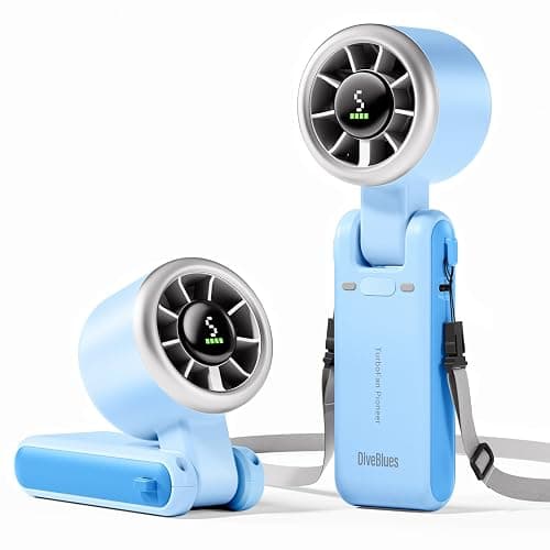 Diveblues Portable Handheld Turbo Fan, 5 Gear Wind, Battery Operated, Up to 12 Working Hours, 3 IN 1 Hand Fan with Air Turbo Tech Cooling Fan for Outdoor Activities, Travel, Working - Image 1