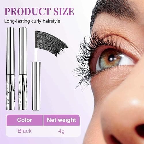 Iron Wand Mascara, Waterproof Metal Wand Mascara Volume and Length, Brushless Mascaras for Long Lasting No Clumping 3D Curling Eyelash (Black) thumbnail 7