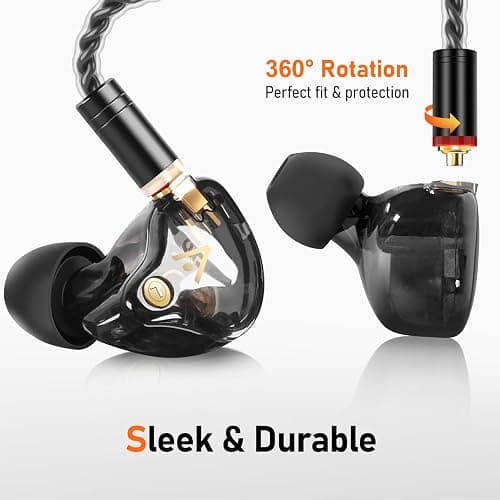 Vibes 202 Wired Earbuds - HiFi in Ear Monitor Headphones – Professional Noise Isolating Ear Buds - Clear Sound, Deep Bass & Comfort-Fit IEM Earphones - MMCX to 3.5mm, Silver Plated Cord, Carrying Case thumbnail 7