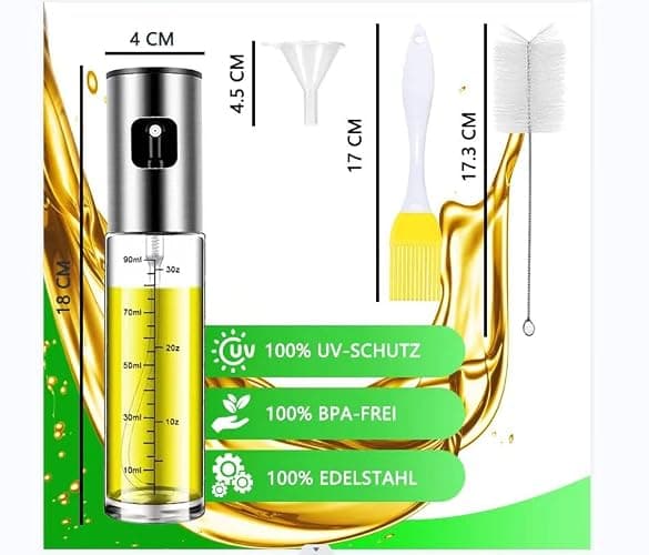 BETA NOBLE〖Verstärkte〗Ölsprüher zum Kochen, Öl Sprühflasche, Ölspray zum Kochen, Olivenölsprüher für Salat, Grillen, Backen in der Küche thumbnail 2