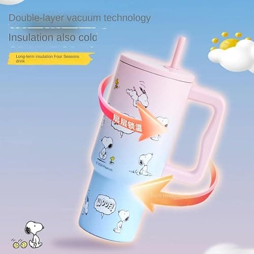 newdou A gift for ladies and girls. A stainless steel tumbler with a handle, a travel coffee cup, suitable as a birthday or Christmas gift. Capacity: 40 ounces. thumbnail 3