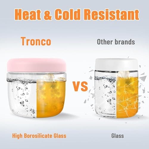 Tronco 24 oz Glass Lunch Bowl Container with Lid, Reusable Glass Food Container for Salad, Snack,Yogurt, Soup Food Storage, Meal Prep, Airtight, Leak & Spill Proof, Dishwasher Safe, BPA-Free, Set of 1 thumbnail 6
