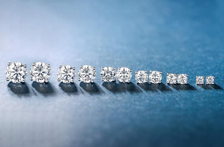 18K White Gold Plated 4 Pong Round Clear Cubic Zirconia Stud Earring Pack of 6 Pairs (6 Pairs) thumbnail 4