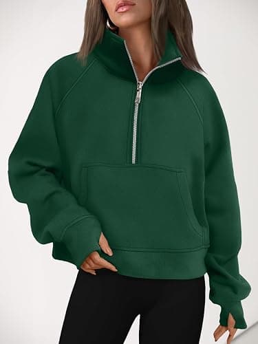 AUTOMET Womens Sweatshirts Half Zip Cropped Pullover Fleece Quarter Zipper Hoodies 2025 Fall Fashion Outfits Clothes thumbnail 6
