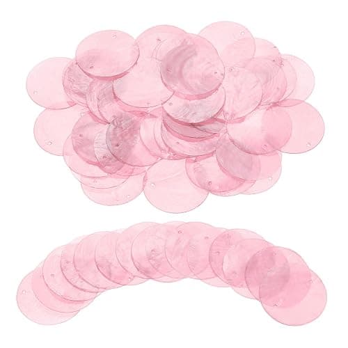 uxcell 120Pcs Capiz Shells 2" Round Natural Shells with 2 Holes for Seashell Wind Chimes Curtain Shell Garland DIY Craft Wedding Home Decoration, Pink - Image 1