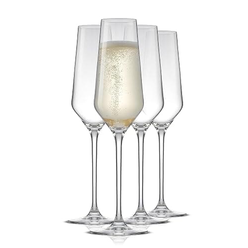 JoyJolt Champagne Glasses Layla Collection, Set of 4 – 6.7 oz Elegant Crystal Stemmed Champagne Flutes for Prosecco, Sparkling Wine, Mimosas, Cocktails, Weddings, Anniversaries, Parties thumbnail 8