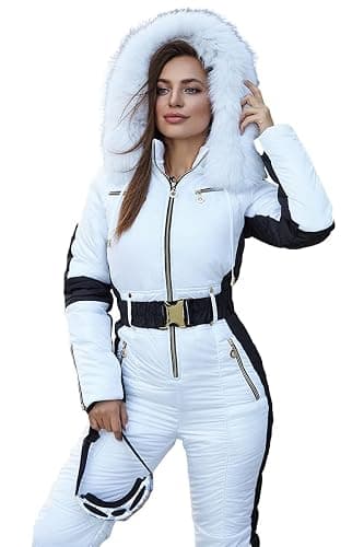 Yousify Womens Snow Suits Winter Ski Suit Onesie Outdoor Sports Waterproof Snowsuit Removable Faux Fur Collar Coat Jumpsuit thumbnail 3