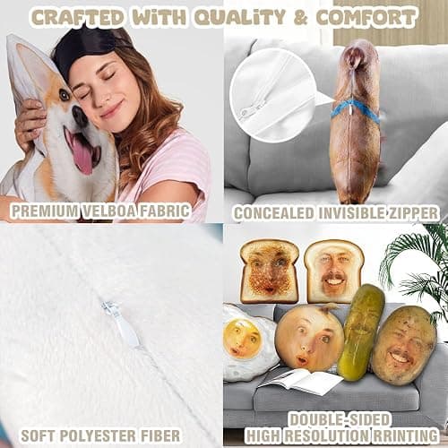 HANZSPROUT Custom Face Pickle Shaped Ugly Plush Pillow - Hiarious Food Pillows, Personalized Decorative Throw Pillow for Room Decor Sofa Chair thumbnail 5