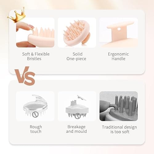 BEAUTLOHAS. One-Piece Silicone Scalp Massage Brush, Scrubber With Soft Massager for Hair Growth, Deep Cleansing Relaxation, Durable, Gentle on Scalp, Wet Dry Hair Massage Tool thumbnail 2