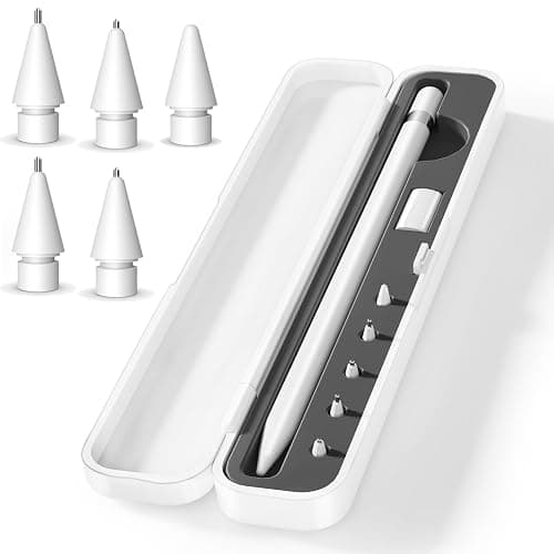 Storage Box with Lid and 5 Pack Pencil Tips for Apple Pencil 1st Generation and Apple Pencil 2nd Generation,Pen Protective Carrying Case for Apple iPad Pencil - Holder Accessories Storage(Black) - Image 1