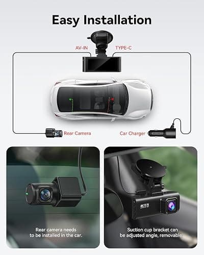 REDTIGER Dash Cam Front Rear, 4K/2.5K Full HD Dash Camera for Cars, Included 32GB Card, Built-in Wi-Fi GPS, 3.16” IPS Screen, Night Vision, 170°Wide Angle, WDR, 24H Parking Mode(F7NP) thumbnail 8