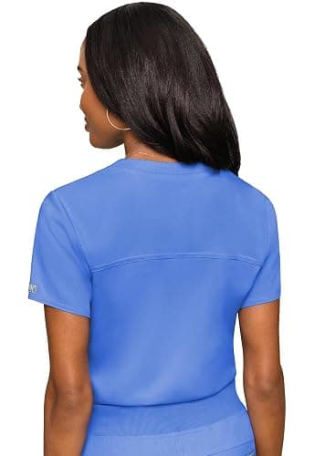 Med Couture Touch Women's Scrub Tops V-Neck Tuck-in Top with 1 Pocket | Slim Fit, Touch Performance Fabric, Stretchy Rib-Knit Shoulders, Bungee Loop, 2-Way Stretch, Lightweight, for Long Shifts thumbnail 2