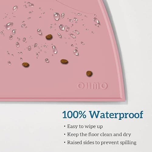 OHMO Cat Food Mat, Silicone Waterproof Dog Food Mat, Non-Skid Spill Proof Pet Feeding Mat for Food and Water, Easy to Clean Dog Placemat thumbnail 4