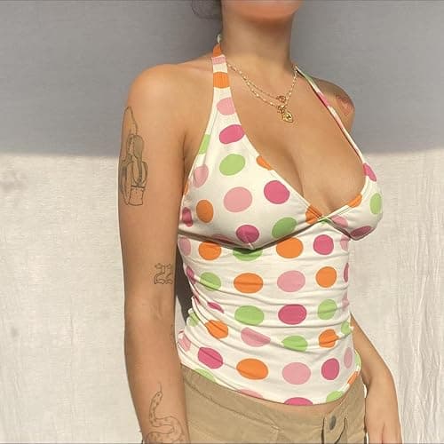 Women Y2k Backless Tank Top Vintage Lace Trim Floral Patchwork Cami Crop Top Summer Party Club Vest 00s Retro Shirt thumbnail 3