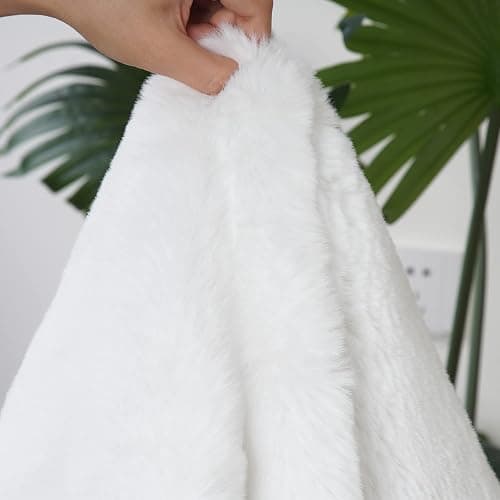 Ghouse Ultra Soft Faux Rabbit Fur Rug 4x6, Machine Washable Area Rugs for Bedroom Fluffy Rugs for Living Room, No-Shedding Carpet Sheepskin Rug White thumbnail 6