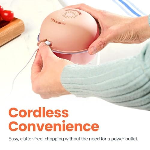 Nutricook Choppi Cordless Electric Vegetable Chopper & Mini Food Processor for Dicing, Shredding, Mincing, and Puree, Portable and Rechargeable, 2-Cup, 500 mL, 4000 mAh Battery, Canyon Sunset - Canyon Sunset thumbnail 5