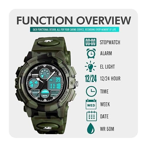 cofuo Kids Digital Sport Watch, Boys Girls Waterproof Sports Outdoor Watches Children Casual Electronic Analog Quartz Wrist Watches with Alarm Stopwatch thumbnail 5