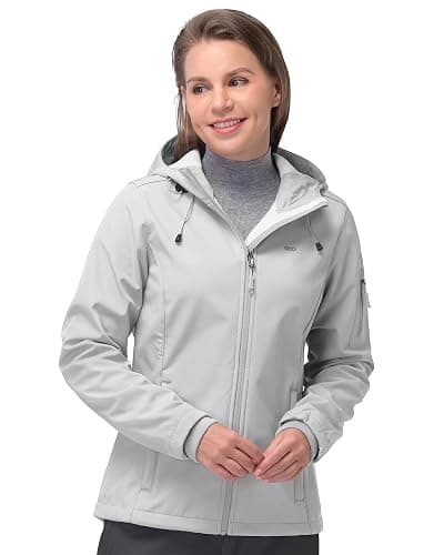 33,000ft Women's Softshell Jacket, Fleece Lined Warm Jacket Light Hooded Windproof Coat for Outdoor Hiking - Image 1
