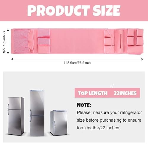 Weysat Mini Fridge Organizer with 14 Pocket Dorm Essential Dust Cover for Household Refrigerator Mini Fridge Hanging Caddy Organizer Storage Bag for Kitchen Dorm Office Home School(Classic,Pink) thumbnail 2