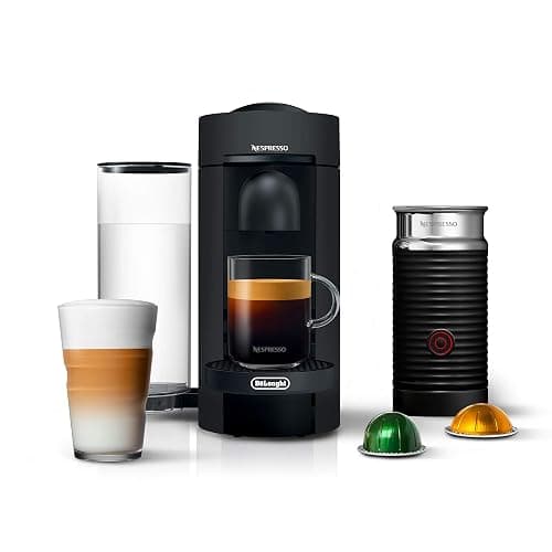 Nespresso Vertuo Plus Deluxe Coffee and Espresso Maker by De'Longhi, Matte Black with Aeroccino Milk Frother - Machine + Frother - Matte Black - Image 1
