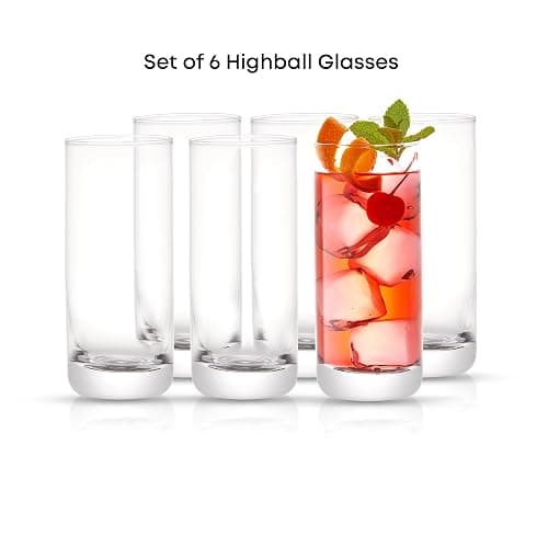 JoyJolt Faye 13oz Highball Glasses, 6pc Tall Glass Sets. Lead-Free Crystal Drinking Glasses. Water Glasses, Mojito Glass Cups, Tom Collins Bar Glassware, and Mixed Drink Cocktail Glass Set thumbnail 4