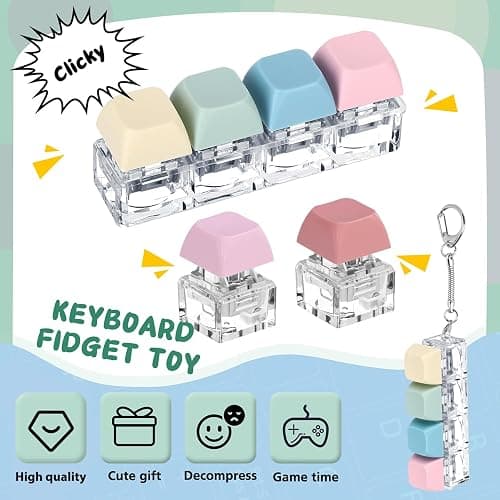 Axlksia Keyboard Fidget Toy, Fidget Clicker Keyboard Fidget Keychain, Button Fidget Gifts for Adults to Relieve Stress and Pass Time (Style B) thumbnail 3